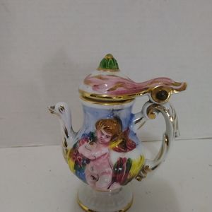 Keramos R Copodimonte Vintage Ceramic Cherub Teapot
